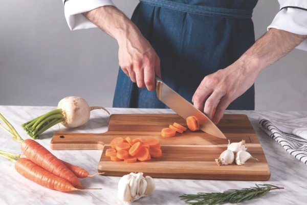 13536-351 - Planche à découper et à servir en teck 40 x 27 cm rectangle avec poignée - Braaimaster – Image 2