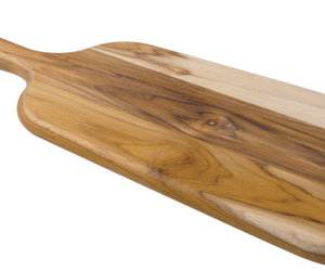 3536-351- Planche à découper et à servir en teck 48 x 19 cm bords arrondis avec poignée