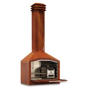 Barbecue à bois adapté pour espaces couverts 82cm Corten – Modèle FS1C-A-NS de Braaimaster sans socle