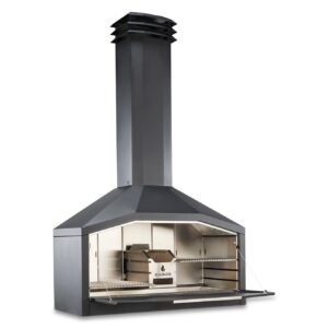 Barbecue à bois adapté pour toit couvert  126 cm Noir – Modèle FS2B-A-NS de Braaimaster sans socle