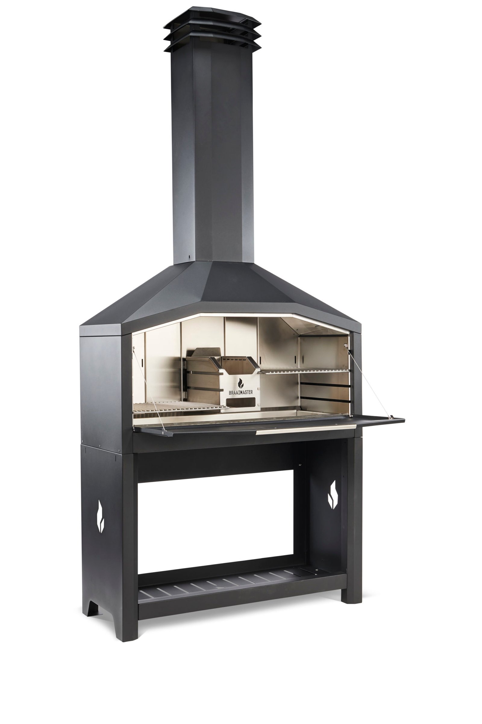 Barbecue à bois adapter à installer sous toit 126 cm noir – Modèle FS2B-A de Braaimaster