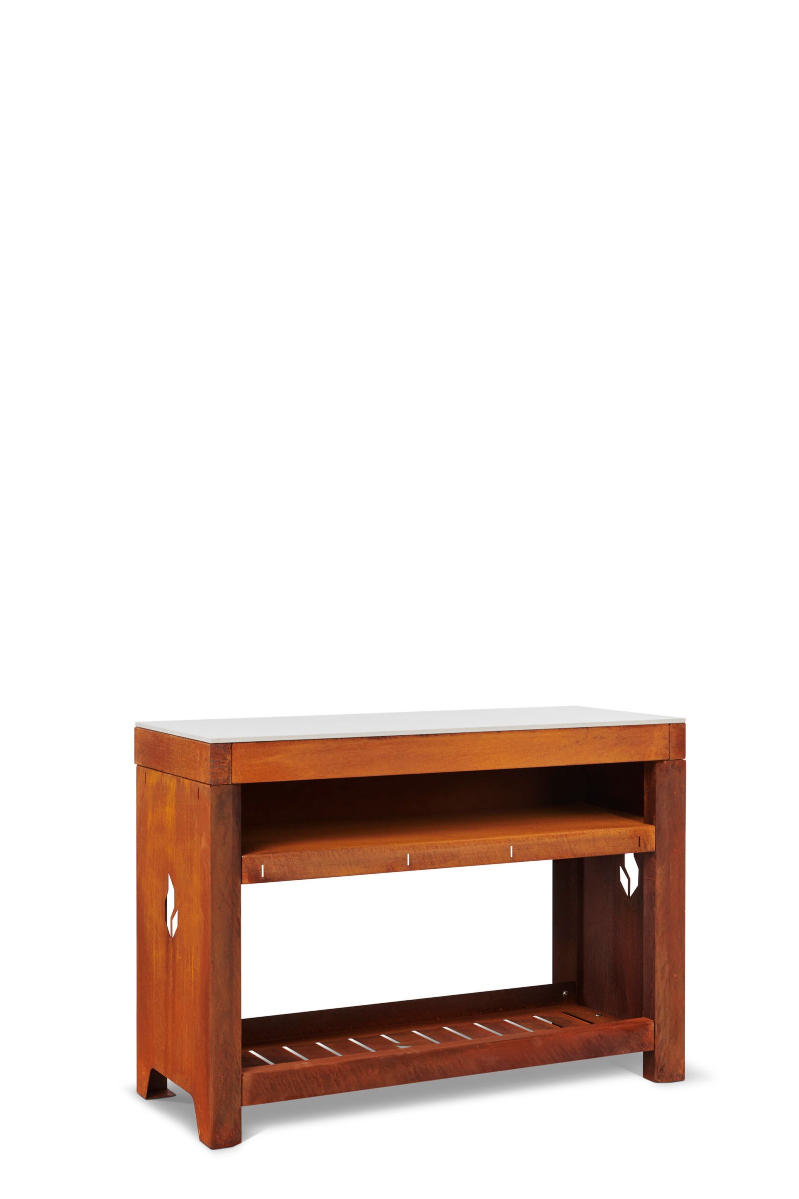 Table d'appoint corten plateau céramique gris clair, 126 cm de large - ST2C-CG Braaimaster
