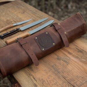 Alternative view of WL-BK5-06 - Rouleau de couteaux en cuir de buffle 5 compartiments Witloflt cognac