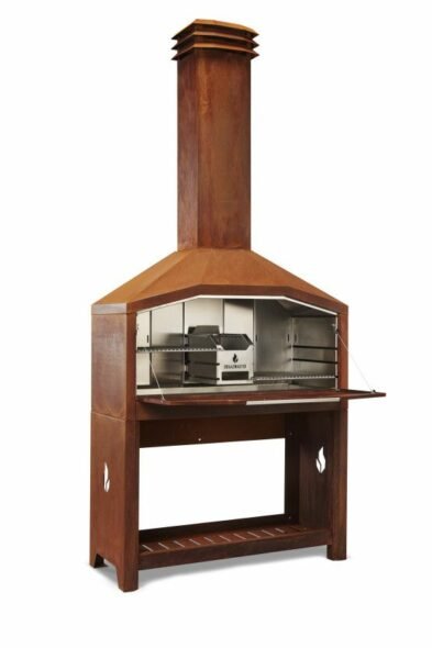 Barbecue à bois prêt à installer sous toit couvert Braai 126 cm en Corten – Modèle FS2C- A Braaimaster